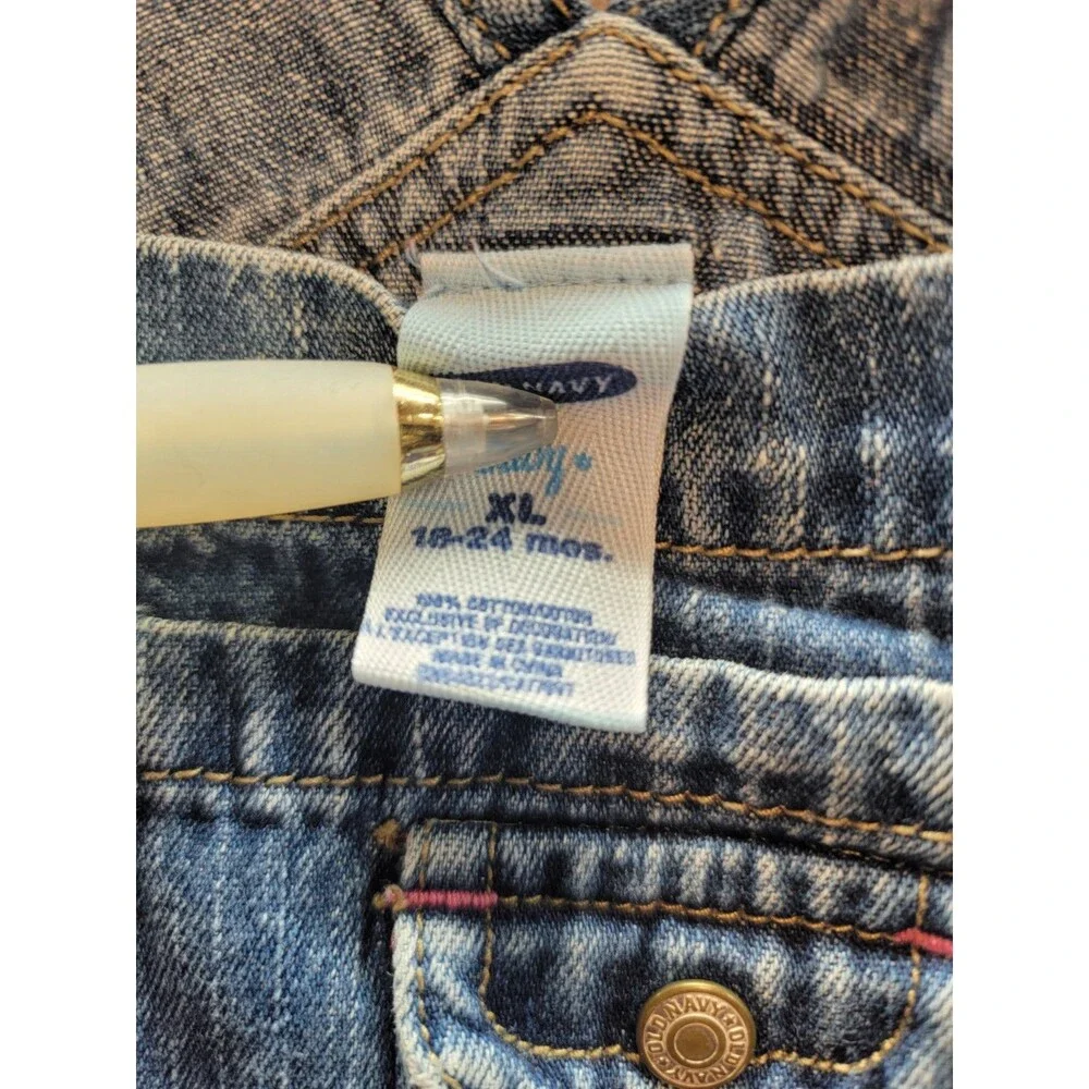 Vintage 90s Old Navy Girls Medium Wash Denim Jean Carpenter Overalls sz 18-24 Mo